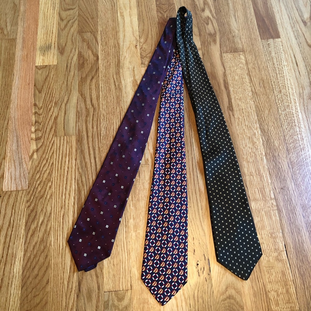 3 silk/satin tie pack olive, burgundy, navy/red